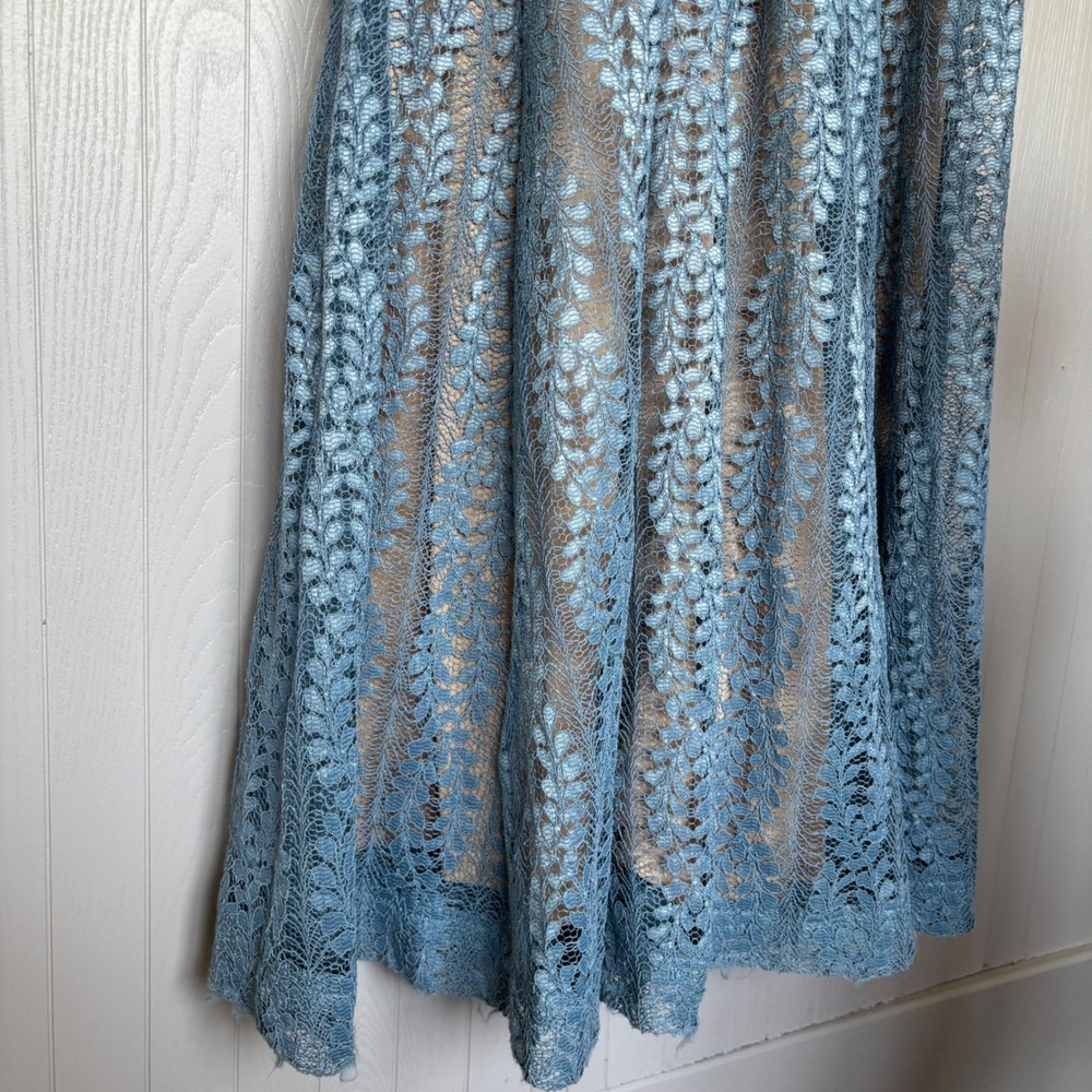Lulu's Dusty Blue Sleeveless Lace Maxi Dress Eliana Lace V Neck Gown - Picture 6 of 15